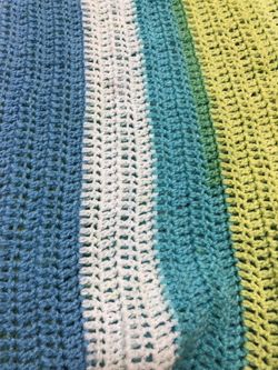 Hand Knitted Multicolored Throw Blanket 68x50 Inches