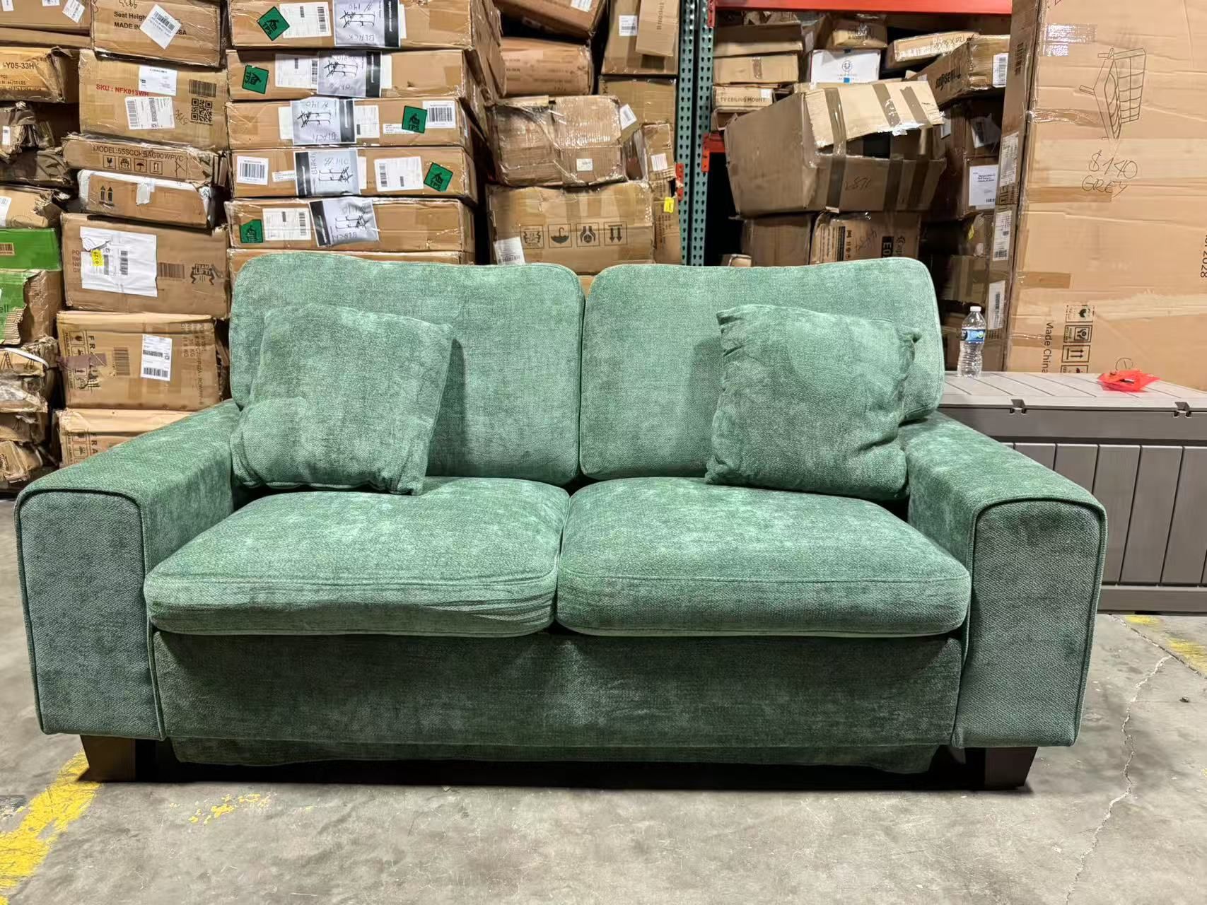 Chenille Sofa Couches for Living Room, 3 Seater Sofa with 2 Pillows, Small Modern Love seat Couch for Small Spaces