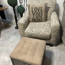 Beautiful Accent Chair & Ottoman