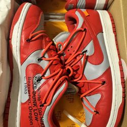 Off white dunk Low University red Size 9.5