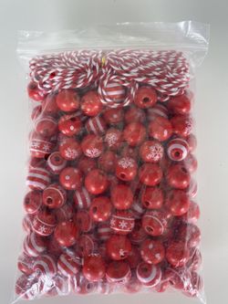 NEW 150 Piece DIY Wooden Christmas Beads for Garland or other Crafts 