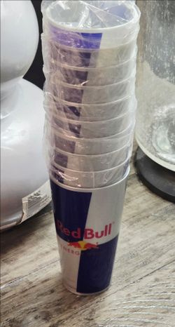 Lot Of 10 Red Bull Energy Plastic Reusable 12oz Cups Blue Silver Gray Cola