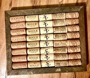 Custom, Handmade, High-End  Wood Framed Hafner + Saghesio + Silverado CA Wine Natural Portuguese Cork Statement Piece Art