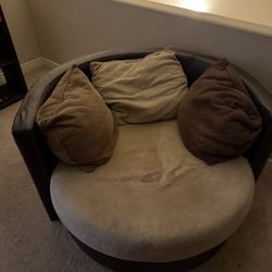 Sectional Chair And Ottoman Used 