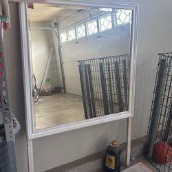 White framed mirror