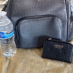 Guess Back Pack With Guess Black Wallet