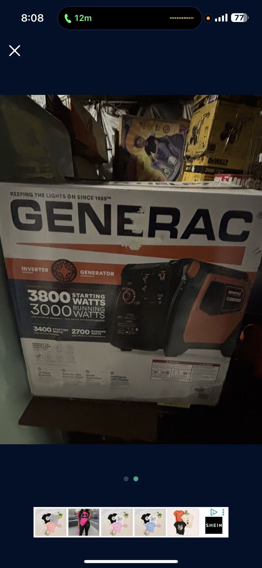 3800/3000-Watt Dual Fuel Inverter Generator, Fully Enclosed Case and Easy-To-Use Electric Start with Battery Included