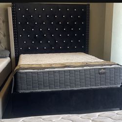 NEW QUEEN AND KING 6ft. TALL BED WITH PROMOTIONAL MATTRESS AND BOXSPRING INCLUDING FREE DELIVERY