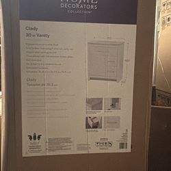 Home Decorators Collection Clady 31 in. Single Sink White Bath Vanity with Silver Ash Cultured Marble Top (Assembled)