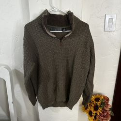 Oscar De La Renta Mens 1/4 Quarter Zip Sweater Green Collar Pullover Size Medium