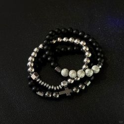 Vintage | Volcanic Stone Cross Set Bracelet