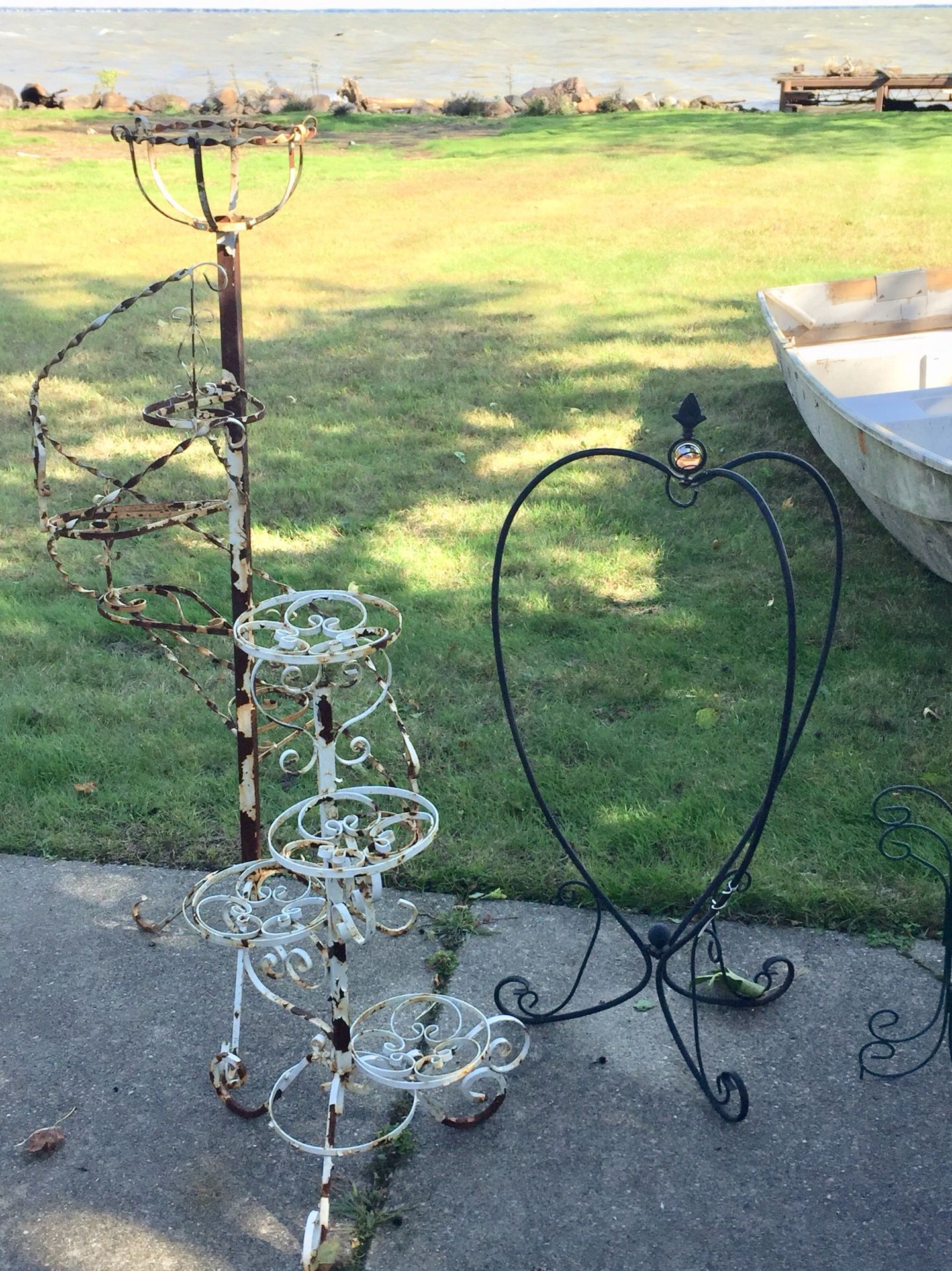 Vintage Wrought Iron Swivel Plant Stands
