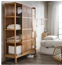 IKEA chic bamboo open wardrobe and shelving unit