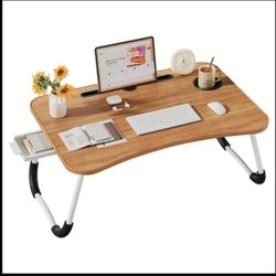 Laptop Bed Desk Table Tray Stand with Cup Holder/Drawer for Bed/Sofa/Couch/Study/Reading/Writing On Low Sitting Floor Large Portable Foldable lap desk