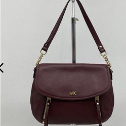 Mk Burgundy Pebbled Shoulder Bag