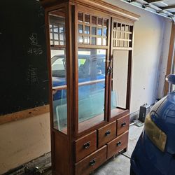 Cabinet W/ Drawers And Glass Shelves