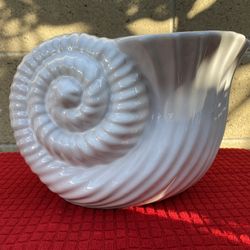 Glazed Ceramic White Sea Shell Planter Pot