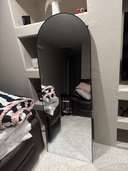 Full Length Arched Floor Mirror Black Frame