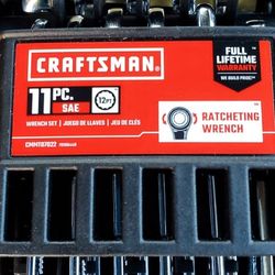 New 11pc Craftsmen Wrench Set With Reverse Ratching  