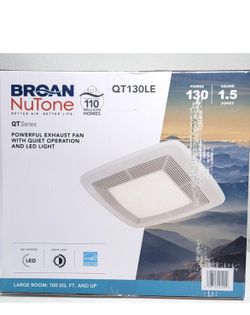 Broan-NuTone QT130LE QT Series Quiet 130CFM Ceiling Bathroom Exhaust Fan & Light