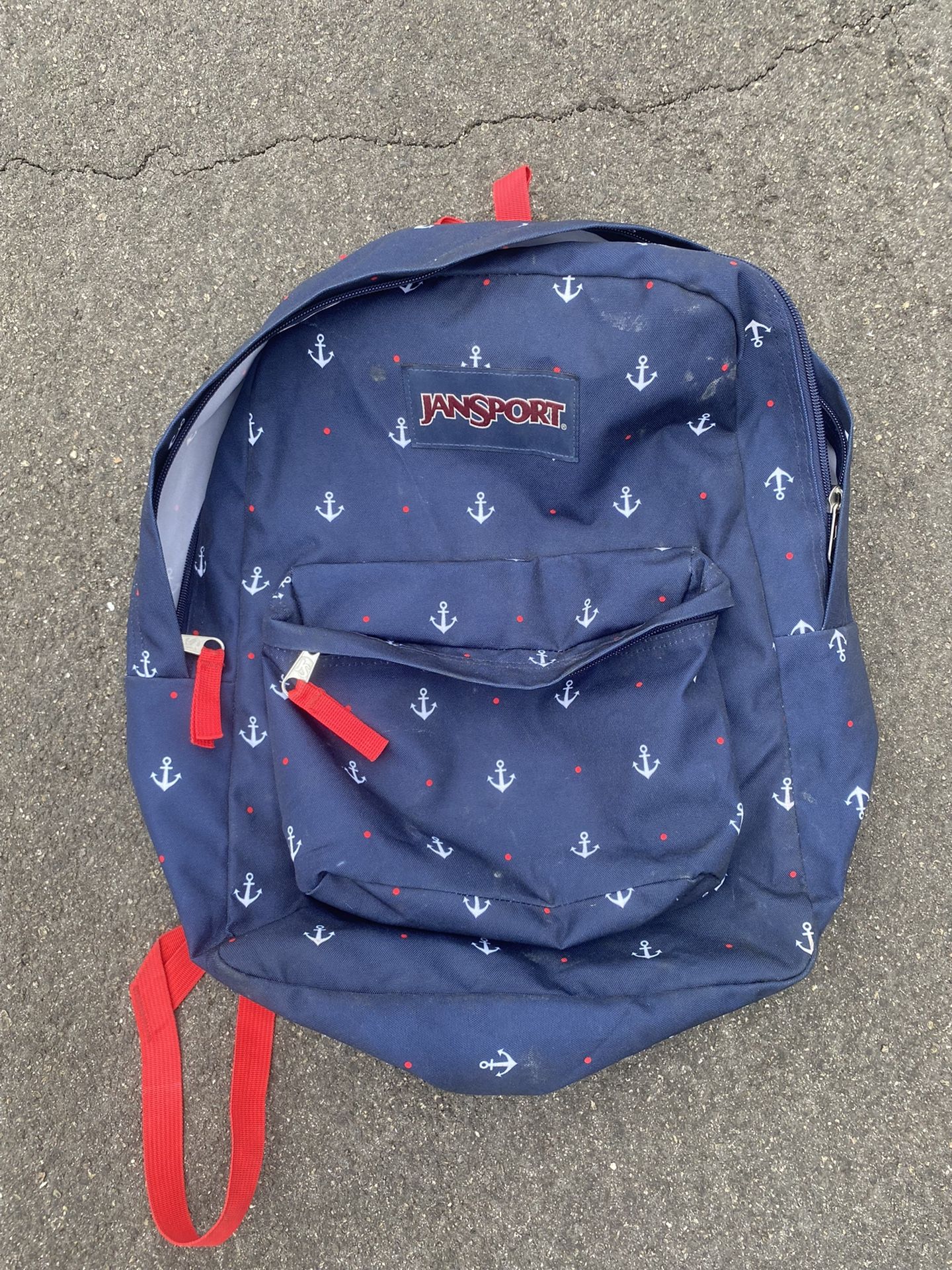 Jansport Backpack Blue And Red W/ Anchors