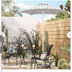 White Grid Patio Umbrella 