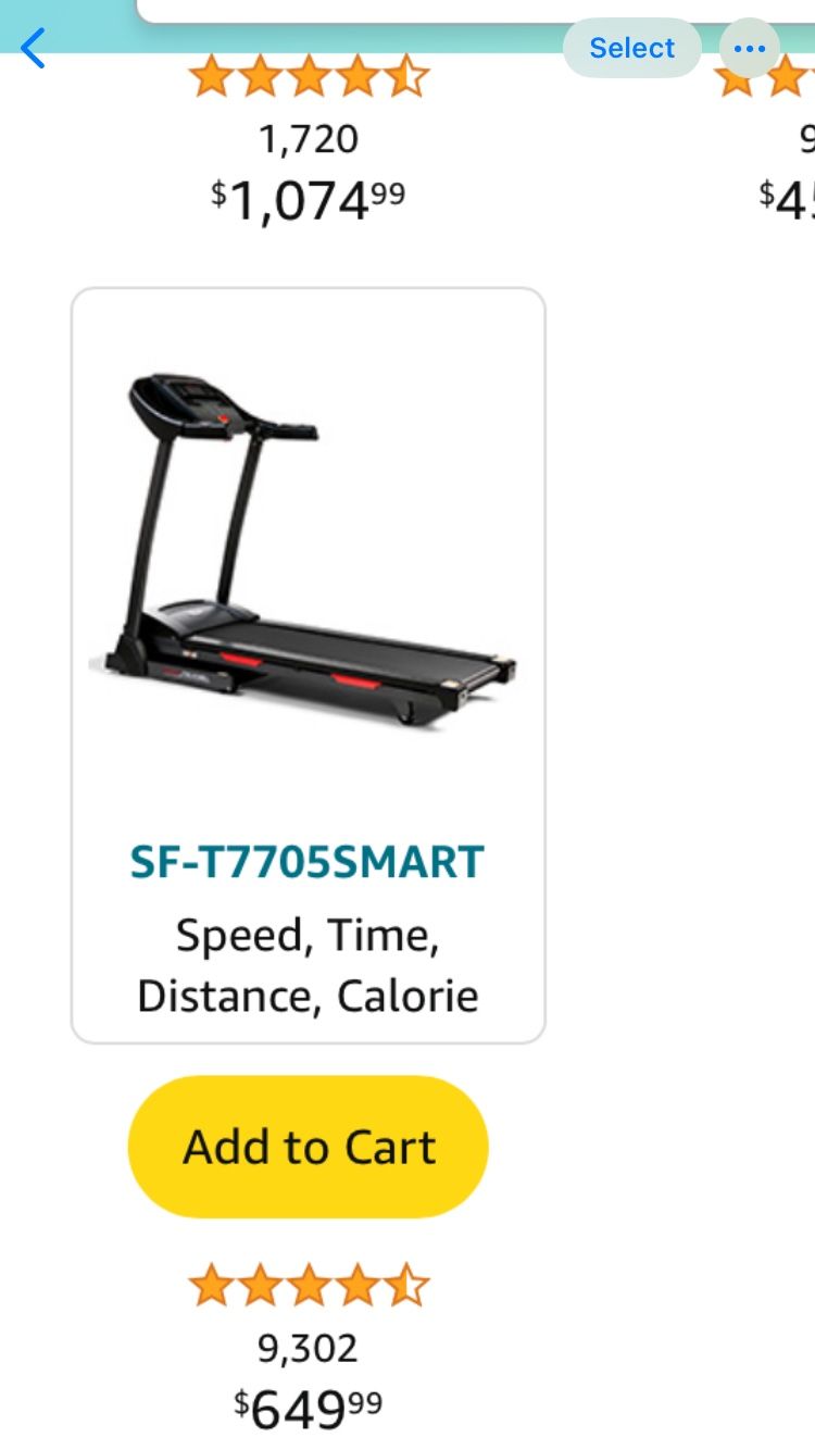 Sunny Health & Fitness Premium Smart Folding Treadmill SF-T7705SMART NEW