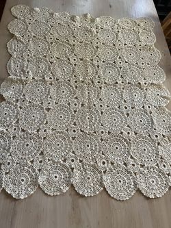 Vintage Handmade Crochet Tablecloth/Throw