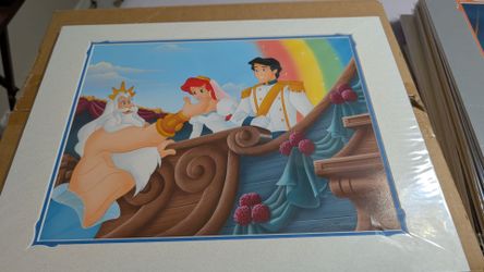 Disney Parks 14x18 Deluxe Art Print "Happily Ever After" Don Ducky Williams Ariel & Eric Wedding NEW