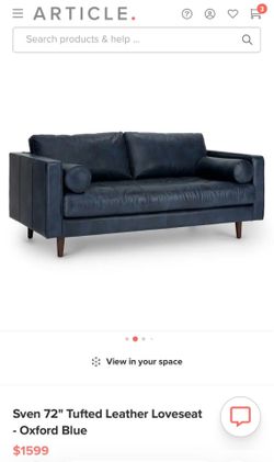 Article Furniture Leather Loveseat Sofa Couch