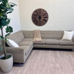 WE DELIVER! 🚚 - Rowe Furniture Taupe Modern Tufted L Sectional Couch