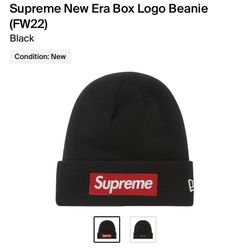 Supreme New Era Beanie Box Logo Black New With Receipt 