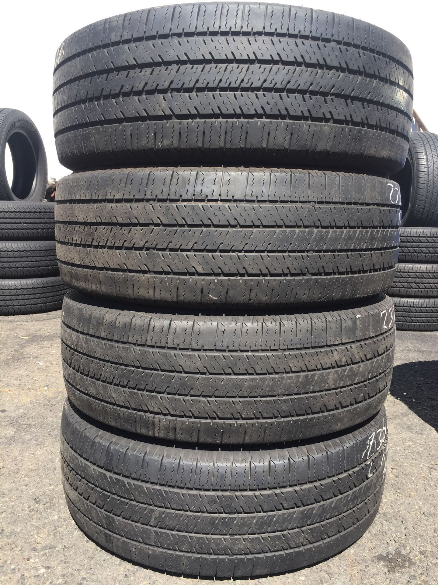 235/65/16 C Firestone set of used tires in great condition 65% tread 185$ for 4 . Installation balance and alignment available. Road force balance a