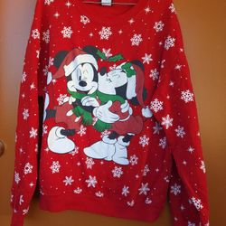 Disney Store Mickey And Minnie Red Christmas ugly Christmas sweater Sweatshirt Size XL Unisex