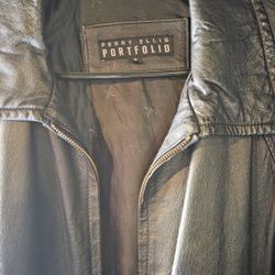 Vintage Perry Ellis Portfolio Black leather jacket 