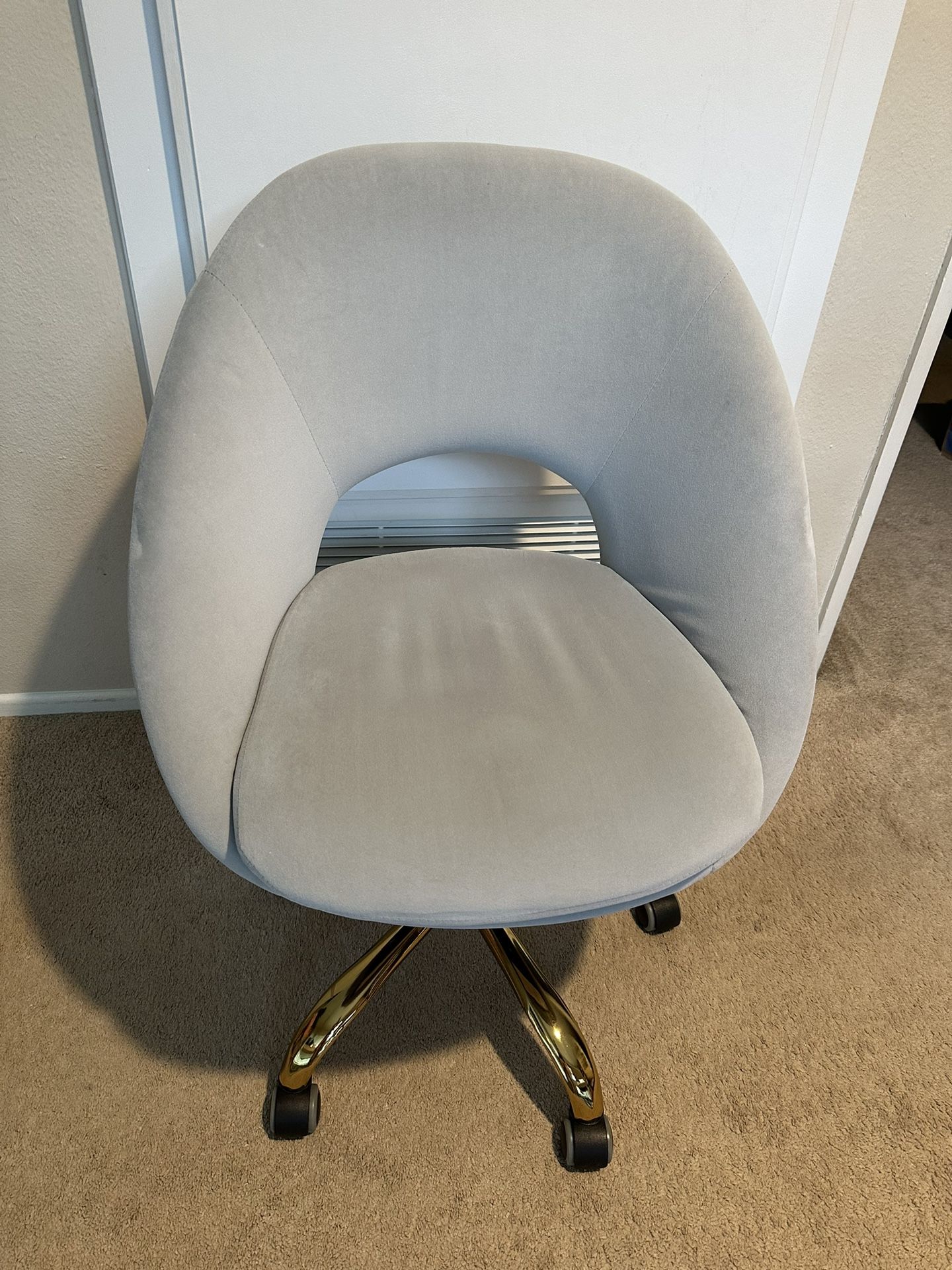 Grey Velvet Chair With Gold Legs