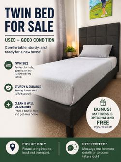 Twin Bed Frame for Sale – Used, Good Condition