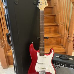 Squier Affinity Stratocaster (Mint) w/ Hardshell Case, Fender Amp