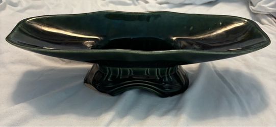 Vintage Dark Green MCM Pedestal Console Bowl 11.75”