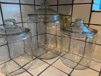 Glass Canister Jars with Lids Set of 3