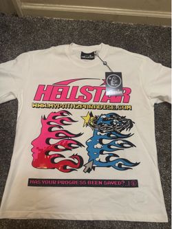 hellstar red and blue flame tee
