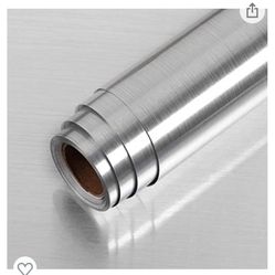 LaCheery 36x160in Brushed Metal Texture Peel and Stick Stainless Steel Backsplash Contact Paper for Appliances Fridge Vinyl Film Dishwasher Sticker Se