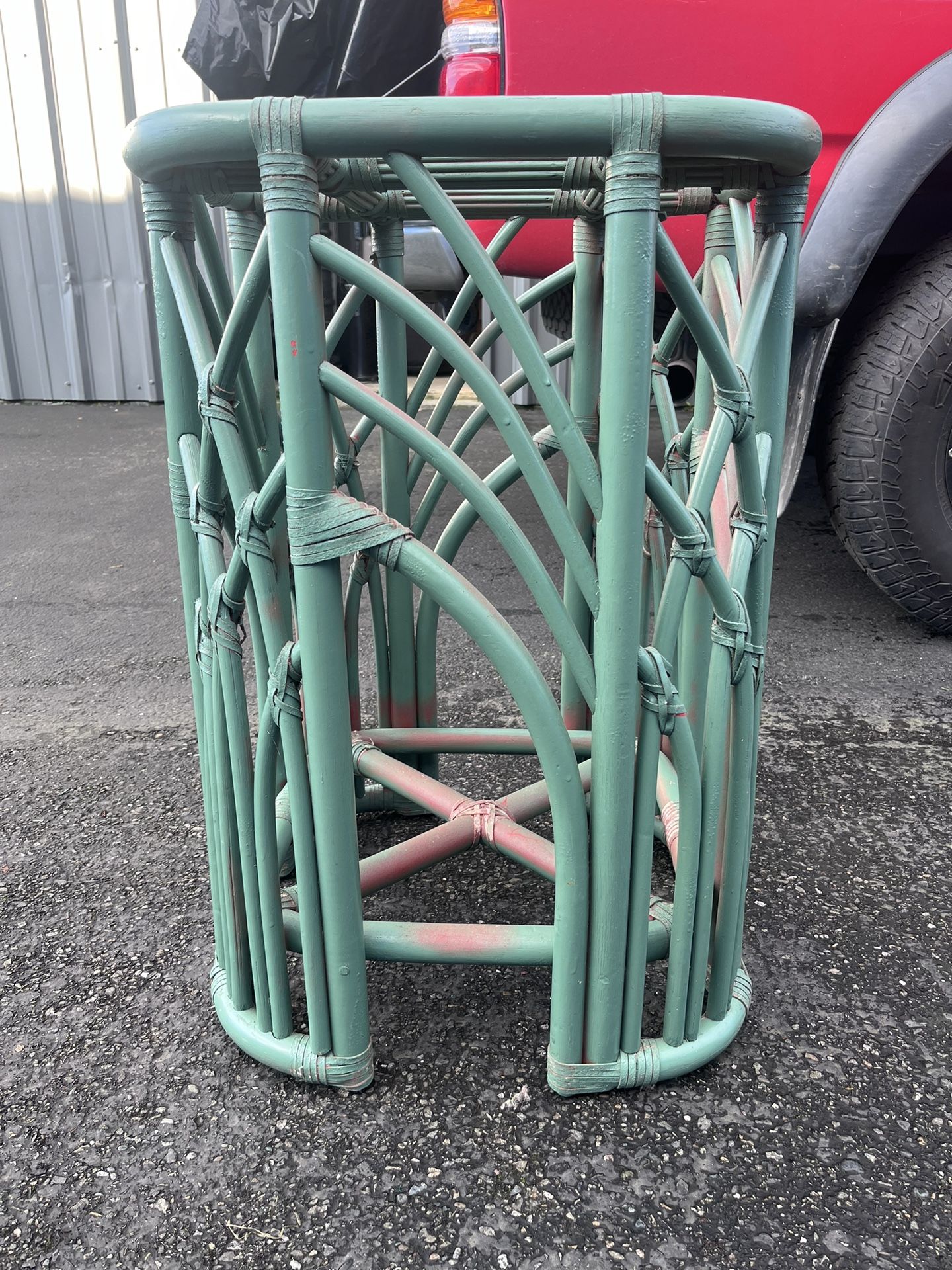 Glass Wicker Table