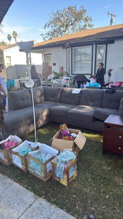 grey 2 piece cloth couch