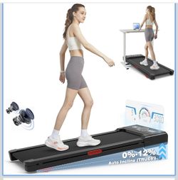Walking Pad Treadmill with 12% 9-Level Auto Incline, 450 lbs Capacity RGB LED Screen, Bluetooth Speaker Under Desk Treadmill, Compact Treadmills for H