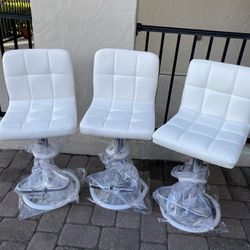 New 3 White Bar Stools 