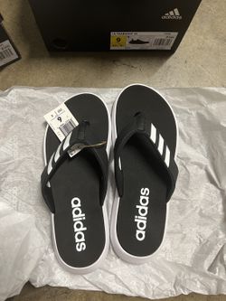 Adidas Comfort Flip Flops Black White - Mens Size 6 - BRAND NEW
