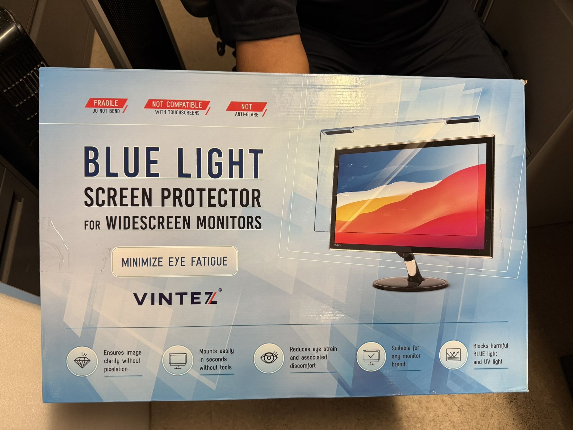 VINTEZ Blue Light Screen Protector for 28 Inch Computer Monitor and Laptop – Anti-UV Blue Light Blocking Film for Desktop PC, Eye Protection Filter, 2
