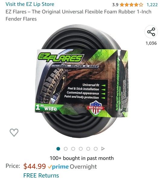 EZ Flares – The Original Universal Flexible Foam Rubber 1-Inch Fender Flares Off Road Jeep Toyota