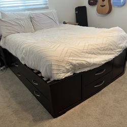 Queen Size Bed Frame With 10 Drawers